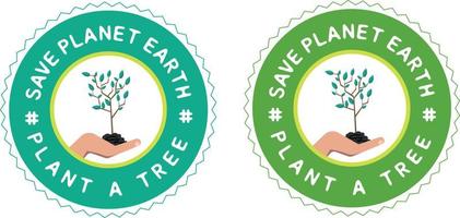 Green Sticker With Message Save Planet Earth vector