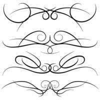 Set of vintage decorative curls, swirls, monograms and calligraphic borders. Line drawing design elements in black color on white background. Vector illustration.