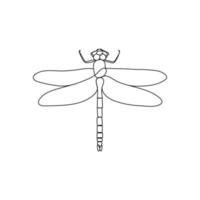 Dragonfly insect in one line drawing style. Minimal hand drawn vector illustration.