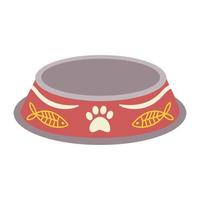 A bowl for animals, cats, dogs with a label with paws. vector