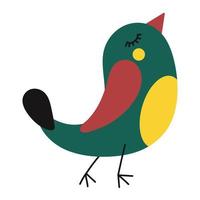 Cute, funny, bright bird. Flat vector illustration.