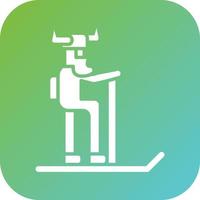 Viking Skiing Vector Icon Style