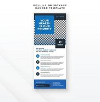 Medical healthcare display poster roll up banner and signage design, clinic report brochure template vector