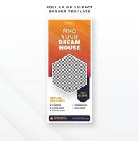 Dream house real estate display roll up banner and signage standee banner design template vector