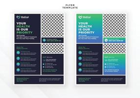 Healthcare medical treatment flyer design, medicine brochure and report pamphlet leaflet template vector