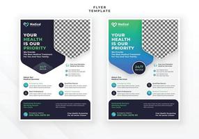 Healthcare medical treatment flyer design, medicine brochure and report pamphlet leaflet template vector