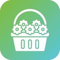 Flower Basket Vector Icon Style