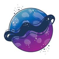 Fantasy alien planet, moon and satellite, magical fantasy world, gradient color space objects with bubbles vector