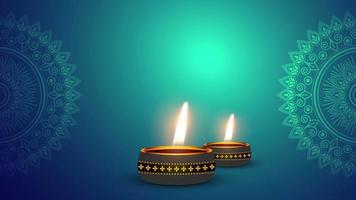 lindo diwali cumprimento cartão com brilhante diya video