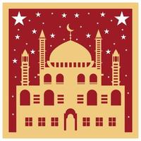 Islamic eid festival greeting card  background, laser cut eid mubarak card vector