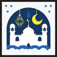 Islamic eid festival greeting card  background, laser cut eid mubarak card vector