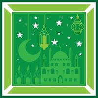 Islamic eid festival greeting card  background, laser cut eid mubarak card vector