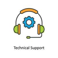 technical support Vector Fill outline Icons. Simple stock illustration stock