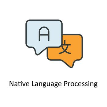 Native Language Processing  Vector Fill outline Icons. Simple stock illustration stock