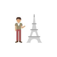 Francia, turista, hombre dibujos animados vector icono