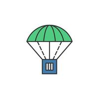 Package parachute airdrop colored vector icon