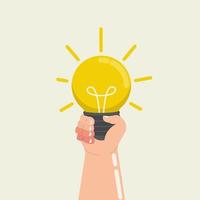 Hand hold bright light bulb. Getting brilliant idea, creative ideas vector illustration