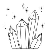 Diamonds crystal with stars. Gems. Symbol for cosmetics and packaging, jewelry, logo, tattoo. Esoteric vector