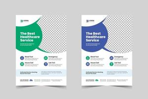 Modern medical flyer template design for a business proposal, hospital, clinic, laboratory, surgery vector