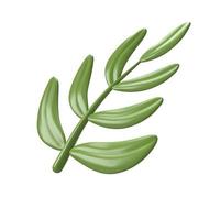 Cute 3d icon Detailed Green Palm Tree Branch. Triumphal Entry in Jerusalem or Palm Sunday. illustration isolated on white background clipping path photo