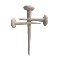 3d Nägel von Jesus Christus im bilden von Kreuz. Ostern Symbol Rendern Christian Symbol Vergebung und Liebe von Gott. Illustration isoliert transparent png Hintergrund