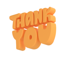 danken Sie Orange Beschriftung 3d Text Symbol Hand gezeichnet, das Erntedankfest Tag süß Illustration isoliert transparent png Hintergrund