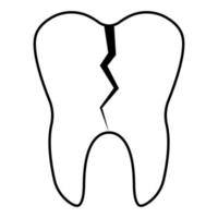 Teeth crack fracture, tooth carious cavity cartoon white, health dent vector