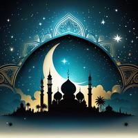 Arabic Islamic Background with Mosque and Ramadan Background photo