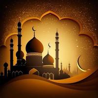 Arabic Islamic Background with Mosque and Ramadan Background photo