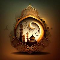 Arabic Islamic Background with Mosque and Ramadan Background photo