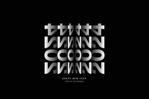 Happy New Year 2024 Flip text effect isolated on black background, Folding or turning paper effect 2024 Vector Illustration graphic, new year figures typography, year of the dragon