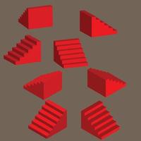 Red Color 3D Stairs vector