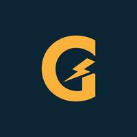 G Letter Logo With Lightning Thunder Bolt Vector Design. Electric Bolt Letter G Logo Vector Illustration.