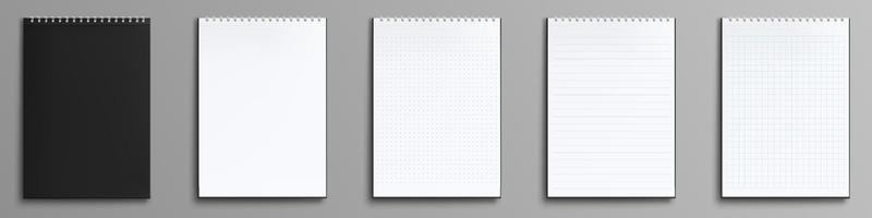 cuadernos, papel libretas con espiral aglutinantes vector