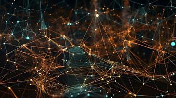 Abstract Technology Network Structure Dark Background photo