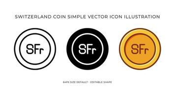Suiza franco moneda sencillo vector icono ilustración
