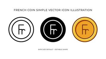 France Franc Coin Simple Vector Icon Illustration