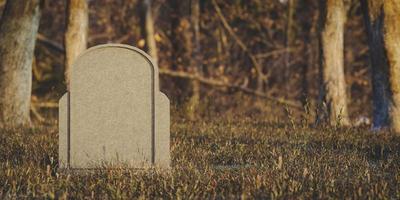 Grave in cemetery located in park in sunlight. 3d render photo