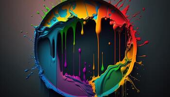 illustration of multicolored liquid ink chromatic circle on wall photo