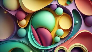 Colorful flowing bubbles. Abstract background. Fluid organic shapes Banner. illustration photo