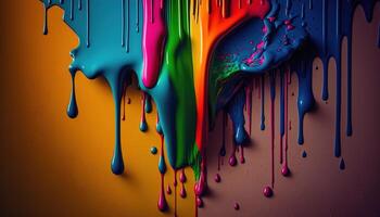 Dripping Paint Art on wall illustration photo