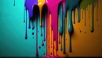 Dripping Paint Art on wall illustration photo