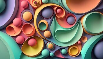 Colorful flowing bubbles. Abstract background. Fluid organic shapes Banner. illustration photo