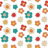 Groovy floral seamless vector pattern