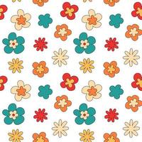 Groovy floral seamless vector pattern