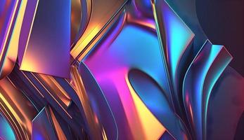 3d Metallic shiny abstract shapes Render Design for Background Wallpaper, Banner, Poster or Cover with Fluid Organic Wave and Glass Colorful Gradient Material, Pro Photo