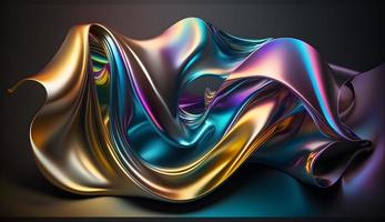 Abstract 3D holographic Iridescent Background with Colorful Gradient on metallic Material, Design Visual for Wallpaper, Banner, or Cover. Pro Photo