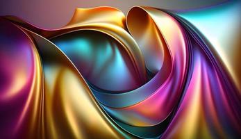 3d iridescent gradient background made up of silky fabric, multicoloured background design for banners and posters, Swirly gradient background photo