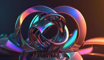 3d Metallic shiny abstract shapes Render Design for Background Wallpaper, Banner, Poster or Cover with Fluid Organic Wave and Glass Colorful Gradient Material, Pro Photo