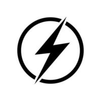 Lightning icon illustration, electric power vector logo design element. Energy and thunder electricity symbol concept. Lightning bolt sign in the circle. Power fast speed logotype.